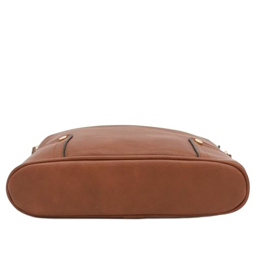 ALYSSA Triple Zip Pocket Large Crossbody Bag - color: Brown