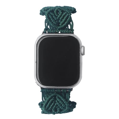 4th Generation Handmade Nylon Braided Boho Style Watch Strap for Apple Watch - color: Dark Green, size: 44/45/46mm