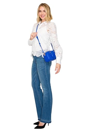 FashionPuzzle Mini PU Leather Satchel Purse Top Handle Crossbody Bag - color: Royal Blue