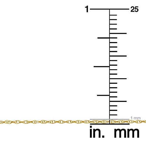 Kooljewelry Womens Classic Rope Chain - 10k Yellow Gold Barely-There Necklace, Thin Lightweight - size: 16 inch, style: 1 mm wide