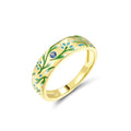 Santuzza 925 Sterling Silver Enamel Flower Pattern Ring for Women - color: Flower Bud Branches