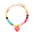 Elegance 11 designs Chunky Heart Necklace for Women, Colorful Acrylic Beaded Statement Puff Heart Necklace, Cute Boho Y2K Choker Necklace for Gift Jewelry - color: Red Heart Pendant Necklace