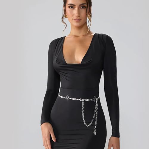Metal Waist Chain Body Belly Belt Chains Jewelry Accessories for Women - color: Black Butterfly, size: M: 47.2 in