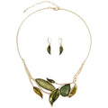 Vintage Chunky Statement Jewelry Set Retro Leaf Floral Geometric Bohemian Boho Bib Necklace Earring Set Fashion Costume Jewelry for Women Girls Wedding Party Prom Unique Gift - style: leaf teardrop oval JS gold green