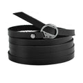 Rantanto Genuine Leather Wrap Bracelets Trendy Western Stackable Cuff Adjustable Boho Layered Bracelet Jewelry For Men Women - color: Black