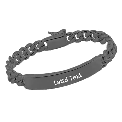 Personalized ID Bracelet 925 Sterling Silver Cuban Link Chain Custom Engraved Name Bar Bracelets for Men