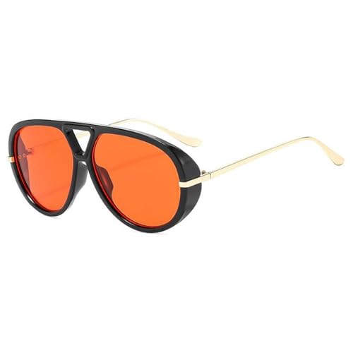Trendy Oversized Pilot Sunglasses Women For Men Round Sun Glasses Vintage Big Frame Shield Shades Men Punk Sunglasses - color: C9