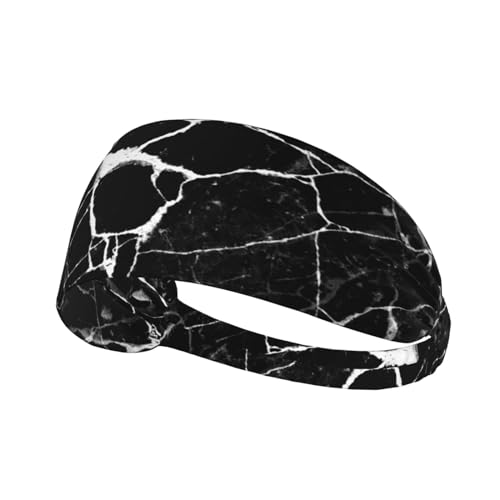 Black and Gold Swirl Liquid Ink Marble Workout Headbands Fashion Sports Sweatbands Yoga Hairbands for Fitness Athletic Non Slip Wicking Headscarf for Men Womens Girls Summer Accessories Elastic Bands - color: Marble Print Black White