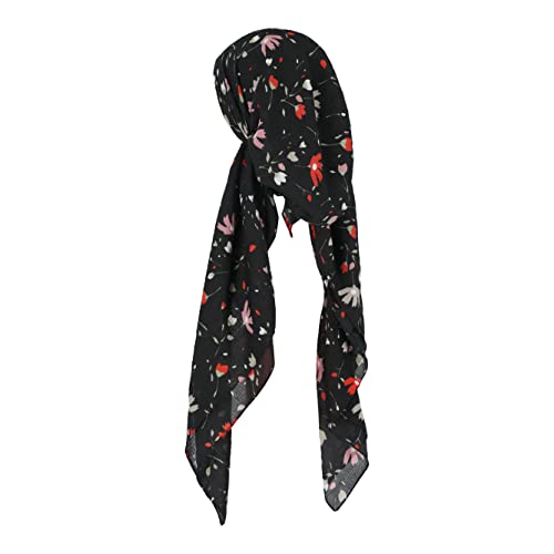 Pretied Head Scarves for Women Featuring Lightweight Crimped Material and Attractive - color: Floral Black/Burgundy