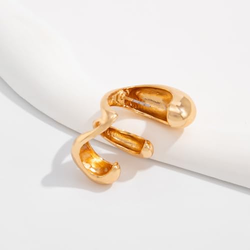 Ear Cuffs Non Piercing Chunky Water Droplet Ear Cuff Earrings for Women Trendy Clip on Cartilage Simple C-Shaped Diamond Studded Ear Clip Jewelry Best Gifts 2026 - color: B-Gold