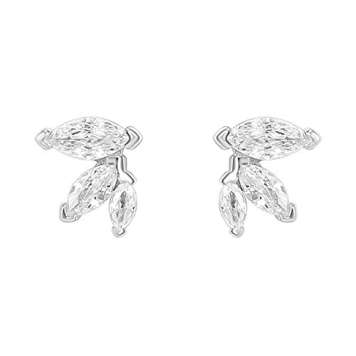 PAVOI 14K Gold Plated Dainty Stud Earrings for Women - 925 Sterling Silver Posts Earrings with Cubic Zirconia - Celestial Lightning Bolt, Moon, Star, and Flower Gold Jewelry Gifts - style: Constellation