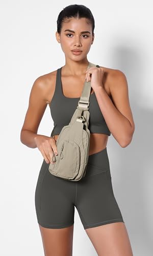 ODODOS Sling Bag with Adjustable Straps Crossbody Chest Bag Lightweight Backpack for Casual Traveling Hiking - color: Taupe