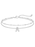 FaithHeart Initial Ankle Bracelets for Women, Waterproof 14k Gold Plated Initial Anklets Non Tarnish Stainless Steel Cute Layered Anklet Summer Beach Jewelry - color: Silver, size: Initial A