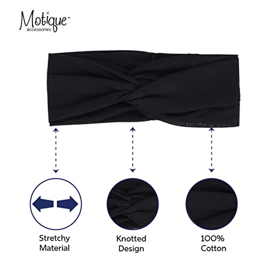Motique Accessories Black Solid Twist Turband Headwrap Hair Band for Women - color: Pitch Black