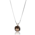 MAX + STONE Cushion Cut Gemstone Necklace | 8mm Solitaire Birthstone Necklace for Women | Gemstone Pendant Necklaces with 18 inch Box Chain - color: Smoky Quartz