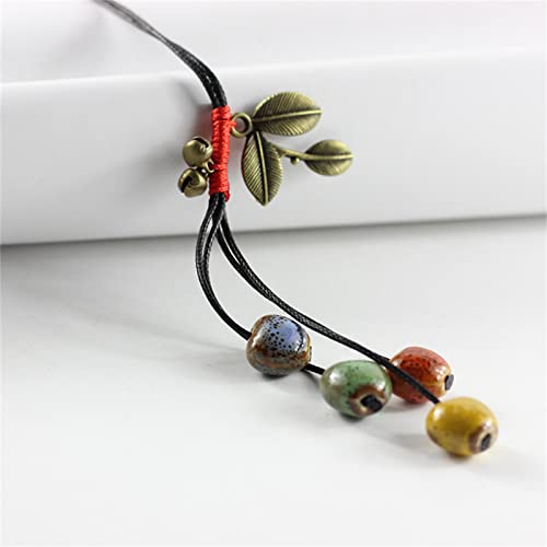 Pingyongchang H&Z Bohemian Colorful Ceramic Beads Lariat Necklace, Hippie Moon Stars Ceramic Tassel Beaded Jewelry Gifts for Women - color: colourful
