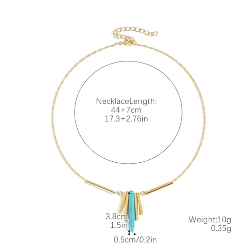 INENIMARTJ Gold Turquoise Necklace for Women Boho Turquoise Pendant Necklace Gold Chain Turquoises Necklaces Trendy Western Turquoises Jewelry for Womens - style: Turquoises D