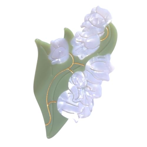 Green Flower Hair Clips,Cellulose Acetate Hair Clips,Lily of the Valley Claw Clips for Women - color: Big Lily