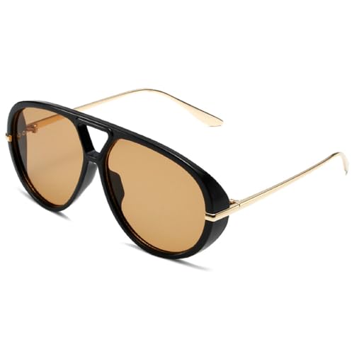 Trendy Oversized Pilot Sunglasses Women For Men Round Sun Glasses Vintage Big Frame Shield Shades Men Punk Sunglasses - color: C2