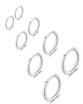 316L Surgical Stainless Steel Huggie Hoop Earrings 6mm 8mm 10mm 11mm 12mm 14mm Hypoallergenic Earrings Hoop Cartilage Helix Lobes Hinged Sleeper Earrings For Men Women - style: G02:4Pairs Silver(6mm/8mm/10mm/12mm)18G
