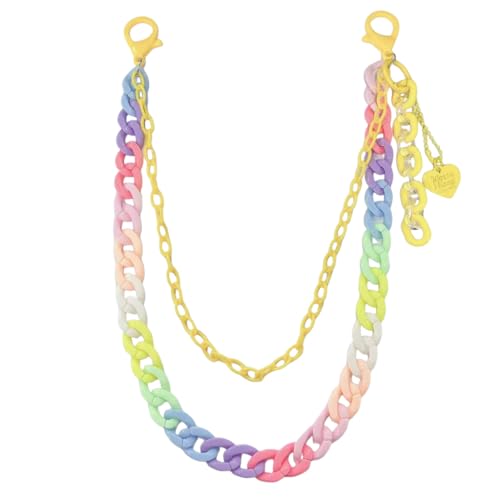 Y2k Heart Pendant Rainbow Acrylic Pants Trousers Chain for Women Chunky Colorful Resin Removable Love Charm Layered Rock Wallet Belt Pocket Waist Jeans Belly Chains Backpack Body Accessories - color: Yellow