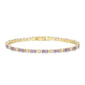 CiNily Adjustable Tennis Bracelets for Women Teen Girls Rainbow Cubic Zirconia Bracelet 14K White Gold Plated Hypoallergenic Slider Bracelet Jewelry Gift - color: Gold-Purple white cz