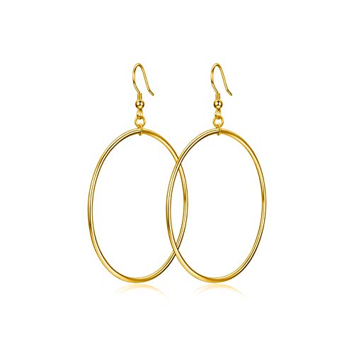 POPLYKE Sterling Silver/Rose Gold/Gold Plated Large Hoop Earrings Circle Dangle Drop Earrings for Women 40 50 60 70 80mm - color: gold hoop, size: 50mm