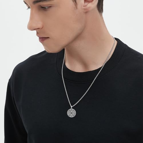 Celtic Necklace for men Sterling Silver Celtic Knot Triquetra Triangle Trinity Necklace Gift for Men - color: B-Silver