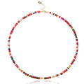 Beaded Gemstone Necklaces for Women Colorful Boho Choker Necklace Beauty And Spirit For Women (blue-silver) - color: red