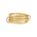 Gold/Silver Interlocked Rings For Women Dainty Stainless Steel Cubic Zirconia Stackable Statement Rings Two-toned Connected Bands Rings Non Tarnish (size 6-10) - color: R--Gold triple ring