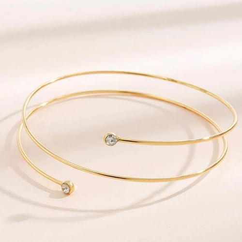 Long tiantian Gold Arm Cuff Upper for Women Bangle Bracelets Upper Arm Cuff Bracelet Trendy Armband Beach Jewelry Trendy Stuff Gifts - color: B7:gold Arm Cuff