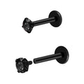 16G 18G Titanium Internal Thread CZ Stud Earrings Flat Back, Silver Black Tragus Helix Conch Cartilage Piercing Jewelry for Women Men 6mm 8mm 10mm Labret Studs 2PCS - color: Black, 16g, 10mm bar, 3mm Black CZ
