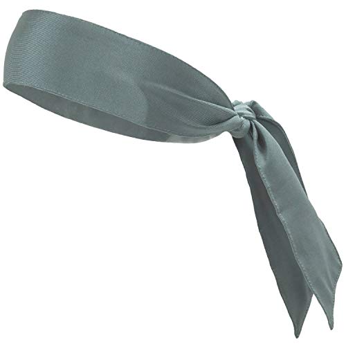 Headbands Tie on Headband for Women Men Running Athletic Hair Head Band Elastic Sports Sweat Basketball Sweatband Stetchy Yoga Workout Sweatbands Adjustable Non-Slip Moisture Wicking - color: gray