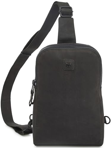 Leather Sling Bag for Women Genuine Crossbody Purse Small Trendy Cross Over Chest Phone and Credit Card Slots (Black Crazy Horse) - color: Black Crazy Horse