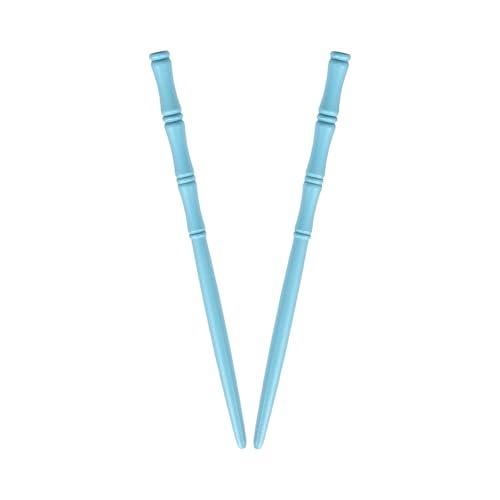 Carved Wooden Hair Sticks Set, Traditional Hair Chopsticks, 7 inches, 2 Pack, Vintage Style (Blue) - color: Blue