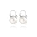 925 Sterling Silver Hoop Handpicked AAA+ Quality 7.5-8mm White Freshwater Cultured Pearl Dangle Drop Earrings Jewelry for Women - color: 9. Silver Plated Handle