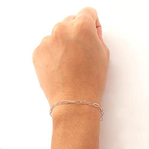LoveBling 14k White Gold 3mm Paper Clip Link Bracelet