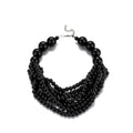 COLORFUL BLING Boho African Wooden Beaded Strands Necklace Ethnic Layered Chunky Collar Choker Wood Necklace for Women Hip Hop Statement Jewelry - color: black