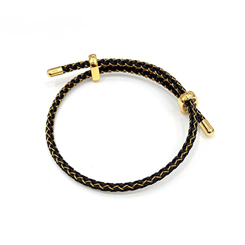 Caiyao Unisex Steel Rope Bracelet Couple Bracelet Simplicity Fashion Titanium Buckle Adjustable Wire Rope Bracelet for Women Men Jewelry Gift - color: black gold