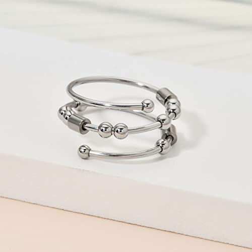Morse Code Rings for Women, Stainless Steel Spinner Ring Fidget Rings for Anxiety Ring Morse Code Rings Inspirational Gifts Jewelry Women Birthday Graduation Gifts for Best Friends - style: 26 BFF