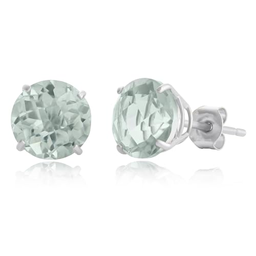 10k Gold 8mm Round Birthstone Stud Earrings for Women by MAX + STONE - color: Green Amethyst