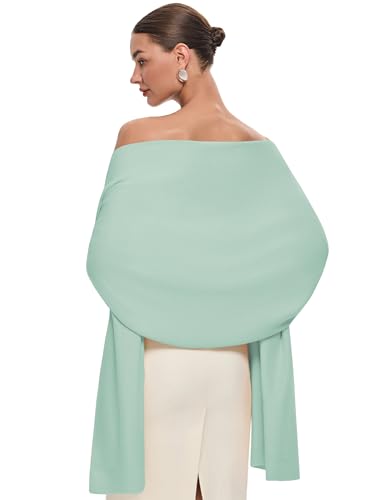 PULI Women's Pashmina Shawl Wraps for Evening Dress Large Scarf Blanket Long Wedding Bridal Winter Warm Shoulder Wrap - color: Mint Green