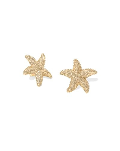 PAVOI 14K Gold Plated Starfish Statement Stud Earrings for Women | Trendy Jewelry Alluring Ocean-Themed Dangling Earrings - color: Yellow Gold