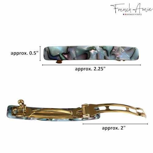 French Amie Small 2 1/4 Inches Celluloid Handmade Golden Brown, Tokyo, Onyx, Opera, Pearl Black, Ivory, Finish Automatic Hair Clip Hair Barrette (Gray Magma) - color: Gray Magma