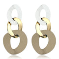 Charm Elegant Hollow Color Chain Acrylic Geometric Temperament Dangle Drop Earrings Bohemian Minimalist Hypoallergenic Jewelry Gift - color: White Gold Brown