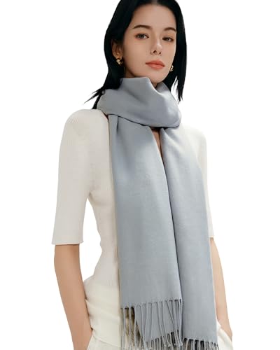 maamgic Women's Winter Scarf Soft Warm Scarf for Women Cozy Shawl Wraps for Women Lightweight Pashmina Style Wrap - color: Solid Ash Blue Light