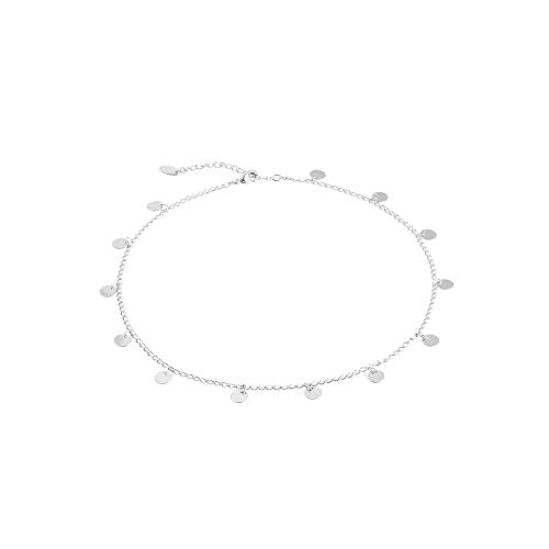 Gold Choker Necklaces 14K Gold Plated/Silver Disc Choker Necklaces Dangling Star Heart Pendant Necklaces Summer Beach Boho Necklaces Aesthetic Necklace Gift for Women - color: Wafer-Silver