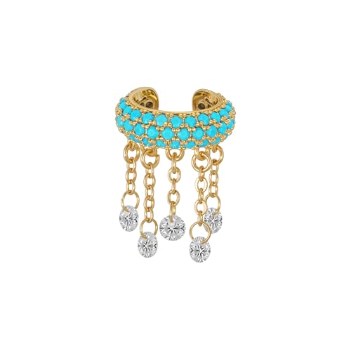 FETTERO Ear Cuff Earrings for Women Non Piercing 14K Gold Plated Ear Cuffs for Non Pierced Ears Clip on Cartilage Earring Ligthweight Fake Earrings | Single - style: Tassle