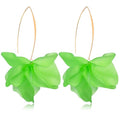 Exaggerated Bohemian Resin Rose Flower Petal Dangle Drop Earrings Long Acrylic Tiered Floral Tassel Earring for Women - color: Green