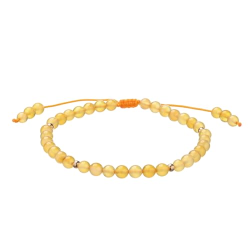 Softones 6mm Natural Stone Anklet for Women Gemstone Ankle Bracelets for Women Healing Energy Crystal Anklets Adjustable(8.5-10 Inches) - color: Yellow agate
